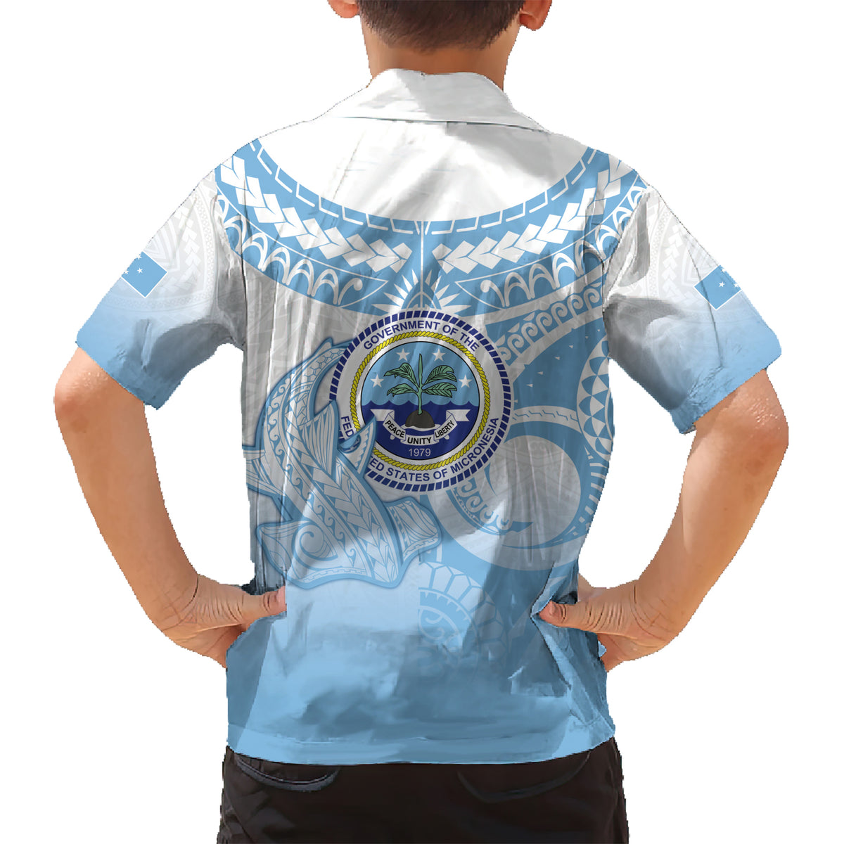 Micronesia Constitution Day Kid Hawaiian Shirt Polynesian Tribal Tattoo Simple Style