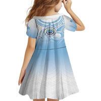 Micronesia Constitution Day Kid Short Sleeve Dress Polynesian Tribal Tattoo Simple Style LT05 - Polynesian Pride