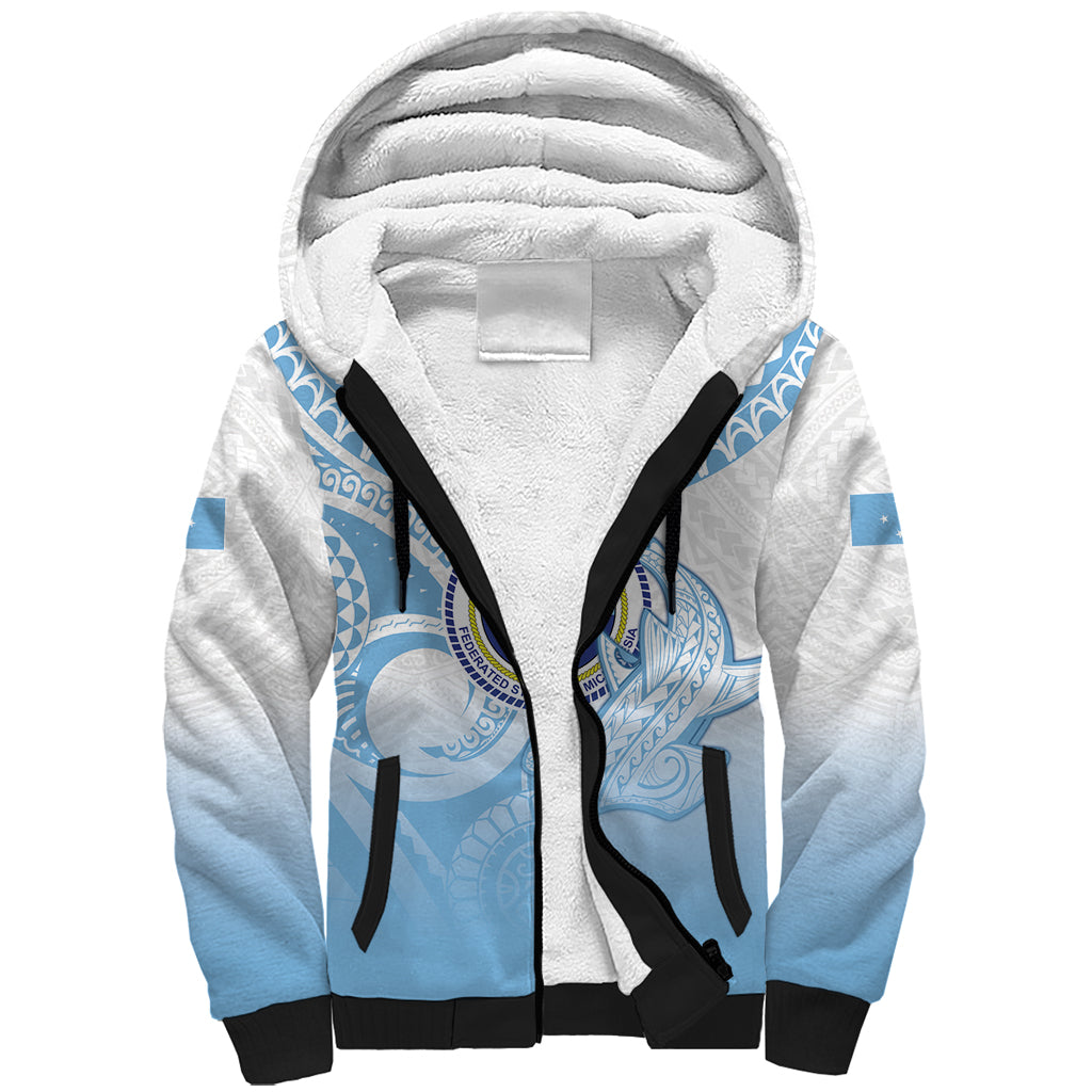 Micronesia Constitution Day Sherpa Hoodie Polynesian Tribal Tattoo Simple Style