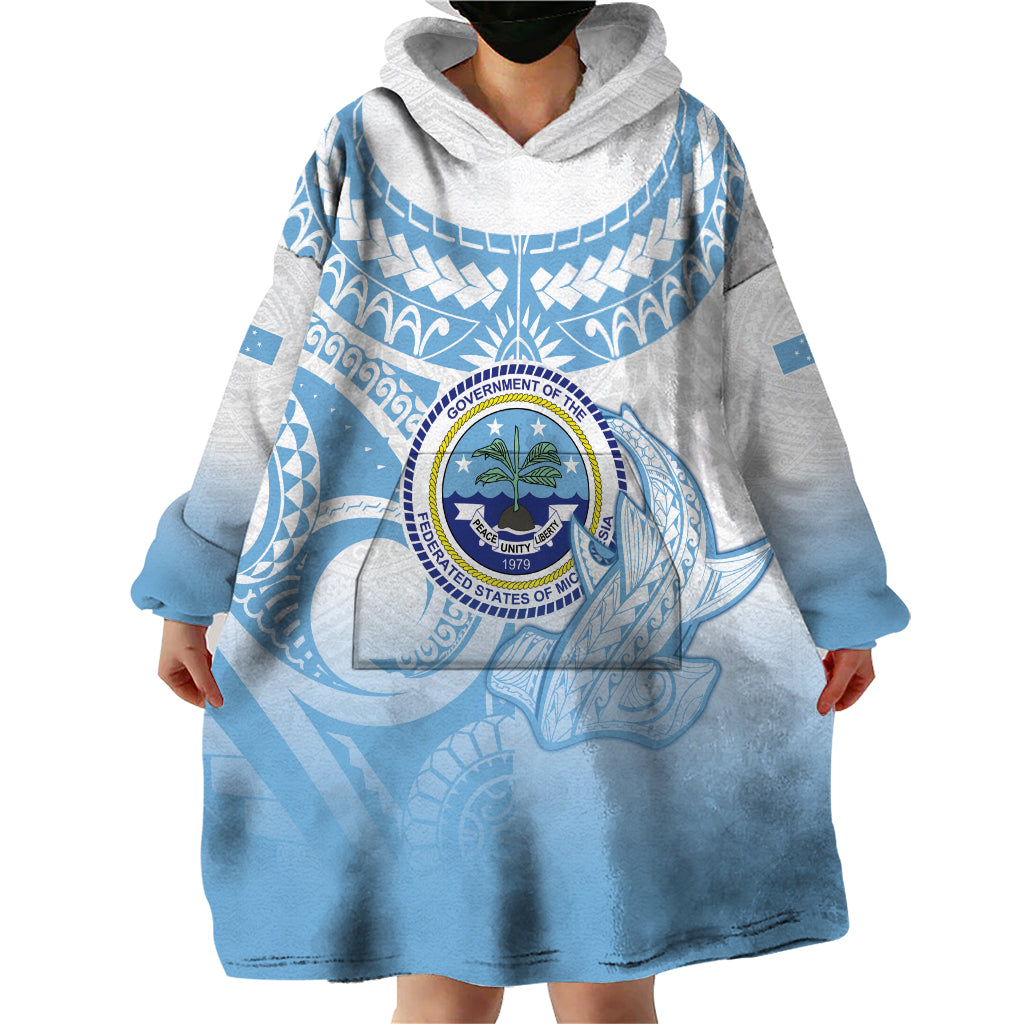 Micronesia Constitution Day Wearable Blanket Hoodie Polynesian Tribal Tattoo Simple Style
