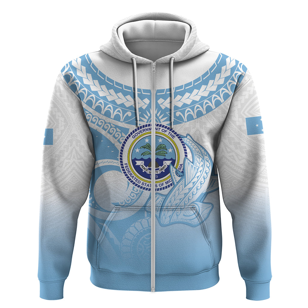 Micronesia Constitution Day Zip Hoodie Polynesian Tribal Tattoo Simple Style