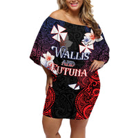 Wallis and Futuna Uvea Family Matching Off Shoulder Short Dress and Hawaiian Shirt Victory Day With Frangipani