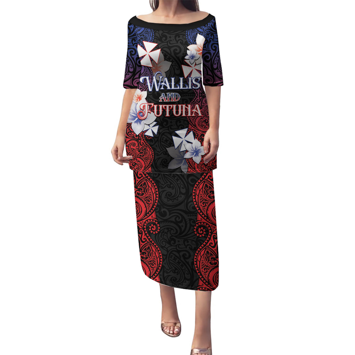 Wallis and Futuna Uvea Family Matching Puletasi and Hawaiian Shirt Victory Day With Frangipani