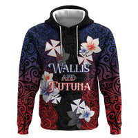 Wallis and Futuna Uvea Zip Hoodie Victory Day With Frangipani