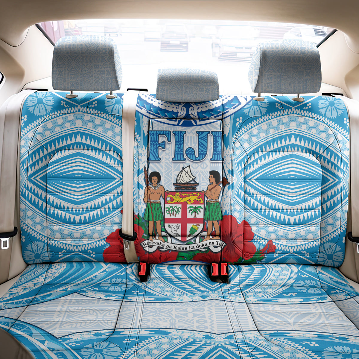 Fiji Ratu Sir Lala Sukuna Day Back Car Seat Cover Hibiscus Tapa Pattern LT05
