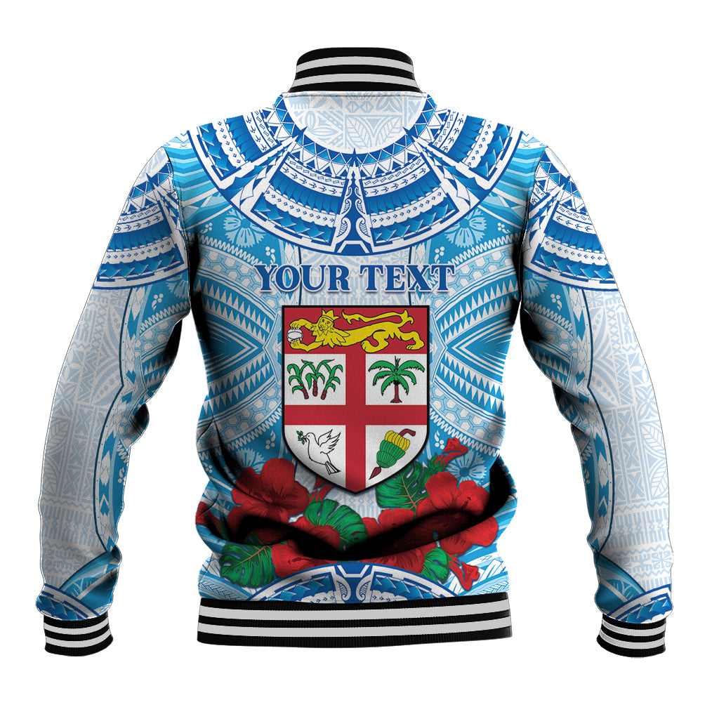 Personalised Fiji Ratu Sir Lala Sukuna Day Baseball Jacket Hibiscus Tapa Pattern