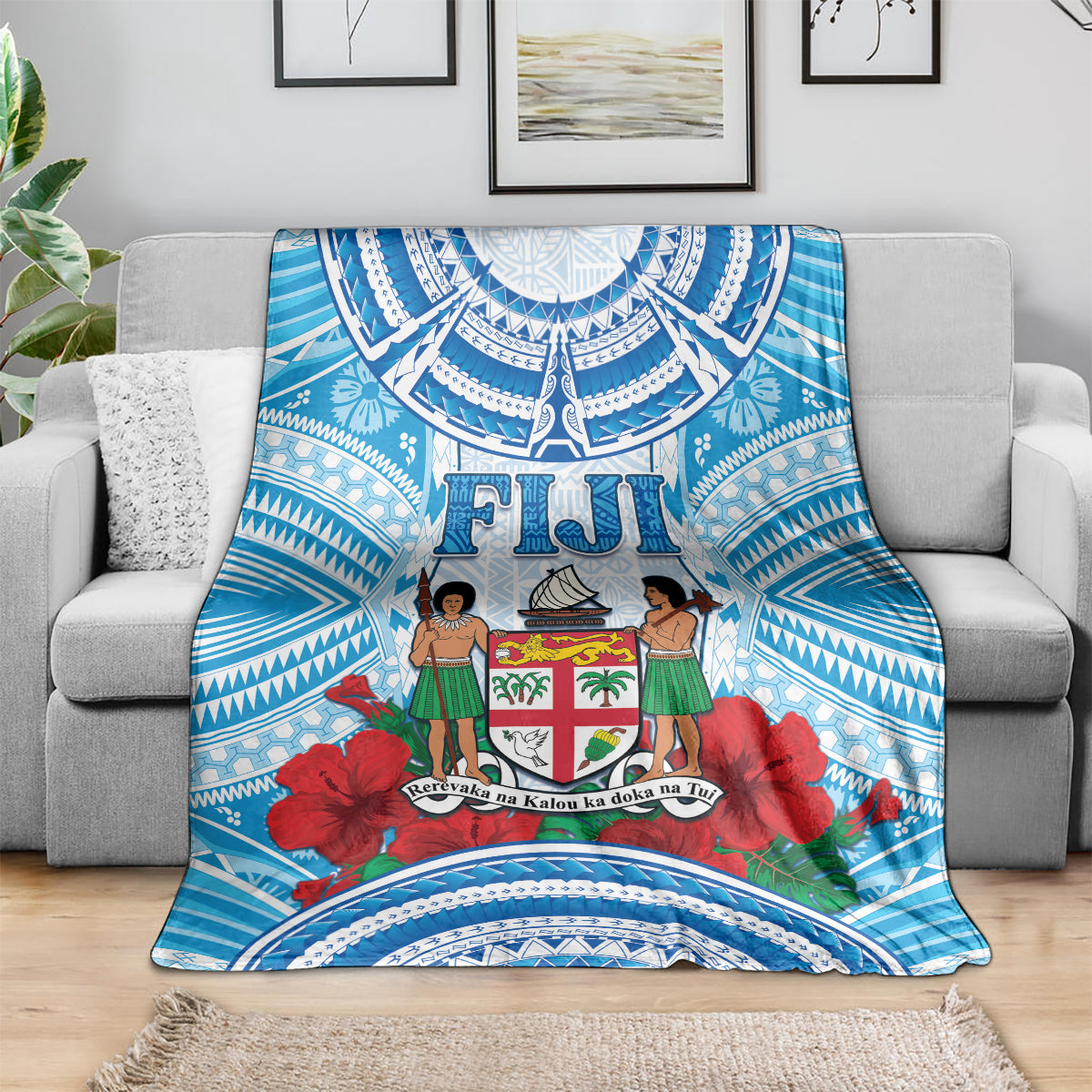Fiji Ratu Sir Lala Sukuna Day Blanket Hibiscus Tapa Pattern
