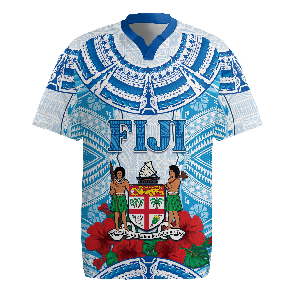 Personalised Fiji Ratu Sir Lala Sukuna Day Rugby Jersey Hibiscus Tapa Pattern