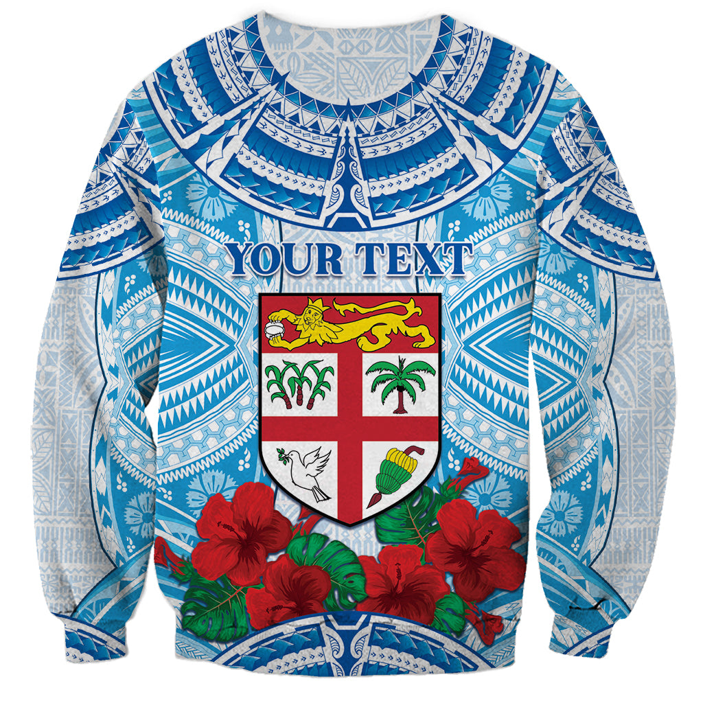 Personalised Fiji Ratu Sir Lala Sukuna Day Sweatshirt Hibiscus Tapa Pattern