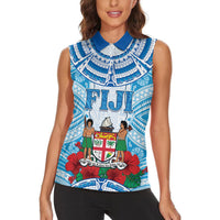 Personalised Fiji Ratu Sir Lala Sukuna Day Women Sleeveless Polo Shirt Hibiscus Tapa Pattern