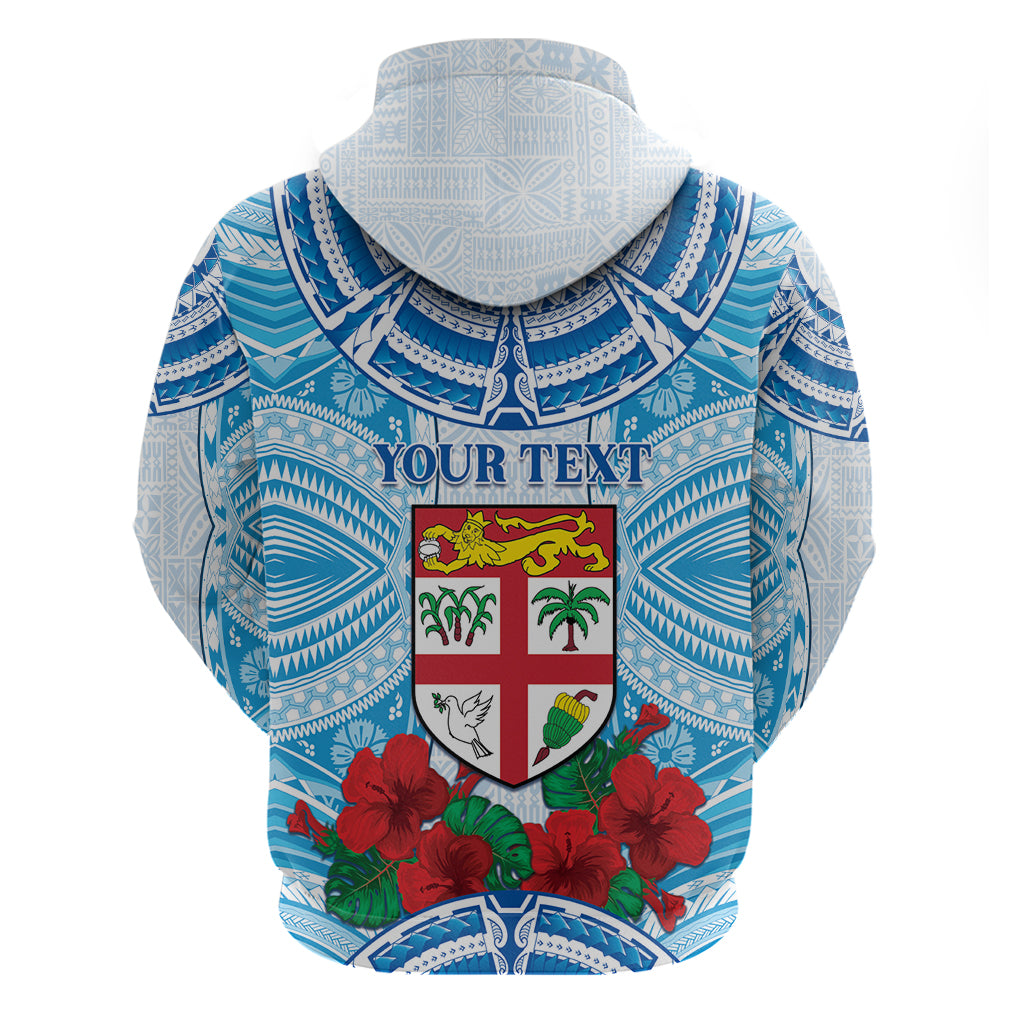 Personalised Fiji Ratu Sir Lala Sukuna Day Zip Hoodie Hibiscus Tapa Pattern