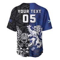 New Zealand And Scotland Rugby Custom Baseball Jersey Maori Tiki With Thistle Together