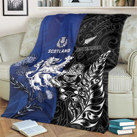 New Zealand And Scotland Rugby Blanket Maori Tiki With Thistle Together