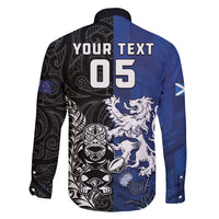 New Zealand And Scotland Rugby Custom Family Matching Long Sleeve Bodycon Dress and Hawaiian Shirt Maori Tiki With Thistle Together