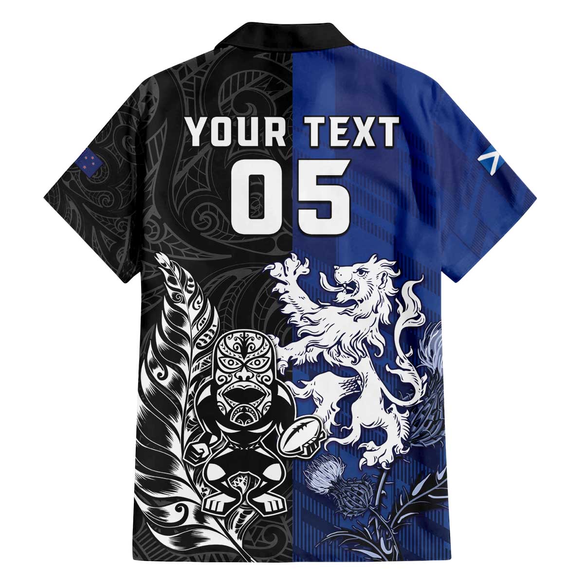 New Zealand And Scotland Rugby Custom Family Matching Off The Shoulder Long Sleeve Dress and Hawaiian Shirt Maori Tiki With Thistle Together