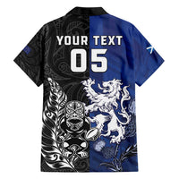 New Zealand And Scotland Rugby Custom Hawaiian Shirt Maori Tiki With Thistle Together