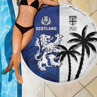 Fiji And Scotland Rugby Beach Blanket Fijian Palm Tree With Thistle Together