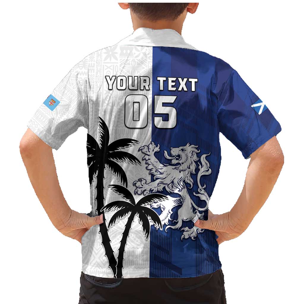 Fiji And Scotland Rugby Custom Family Matching Mermaid Dress and Hawaiian Shirt Fijian Palm Tree With Thistle Together