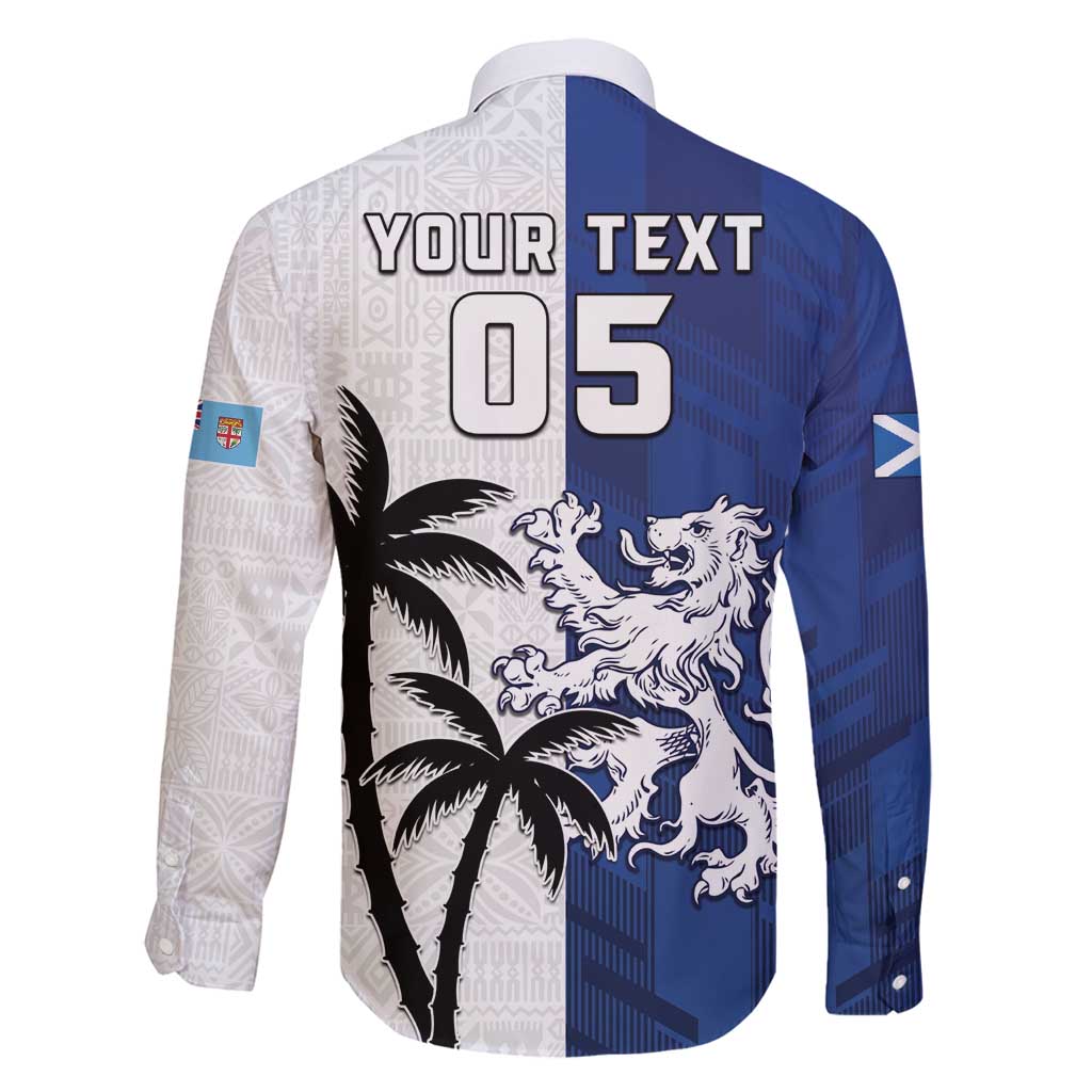 Fiji And Scotland Rugby Custom Family Matching Off Shoulder Maxi Dress and Hawaiian Shirt Fijian Palm Tree With Thistle Together