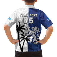 Fiji And Scotland Rugby Custom Family Matching Off Shoulder Short Dress and Hawaiian Shirt Fijian Palm Tree With Thistle Together