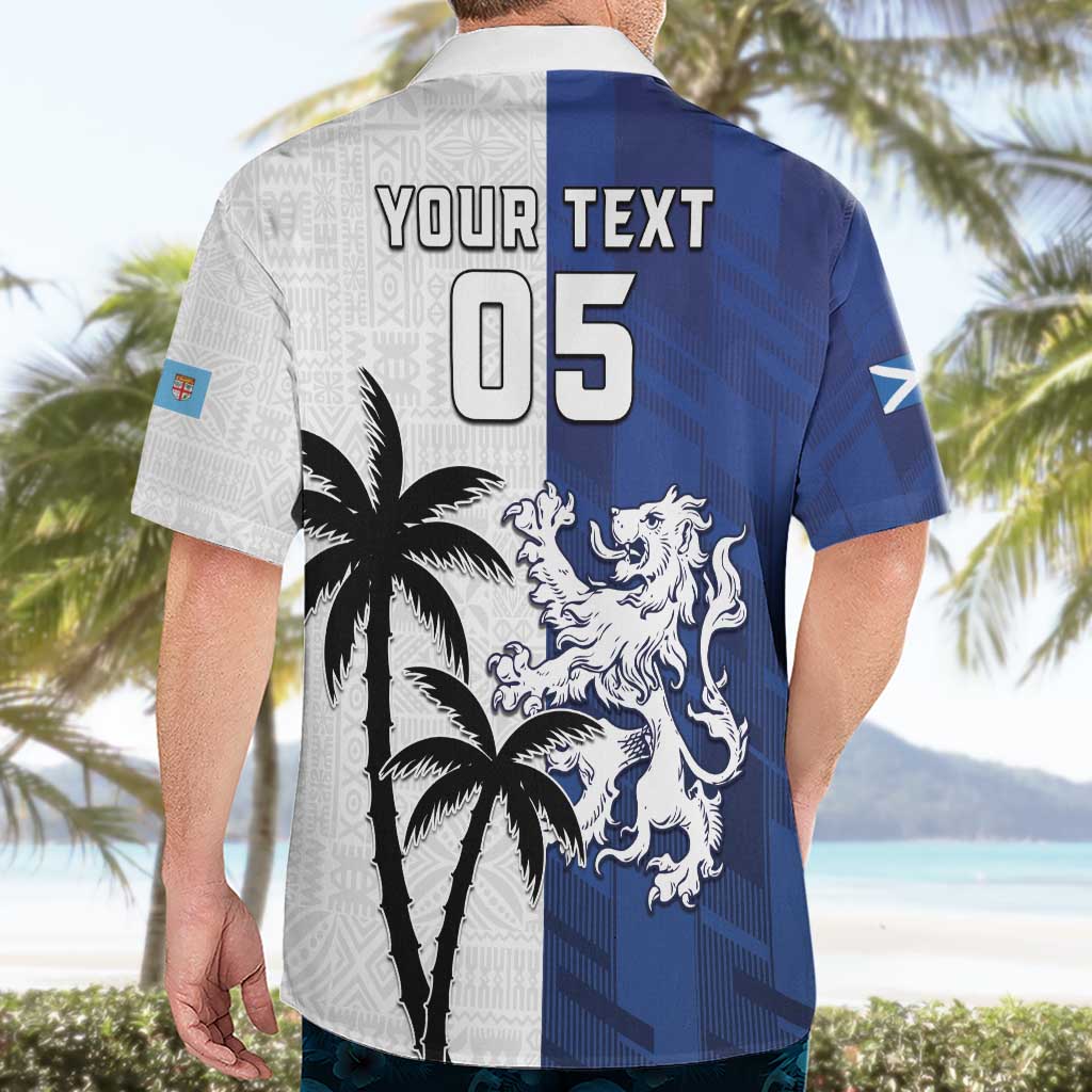 Fiji And Scotland Rugby Custom Hawaiian Shirt Fijian Palm Tree With Thistle Together
