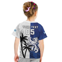 Fiji And Scotland Rugby Custom Kid T Shirt Fijian Palm Tree With Thistle Together