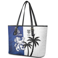 Fiji And Scotland Rugby Leather Tote Bag Fijian Palm Tree With Thistle Together