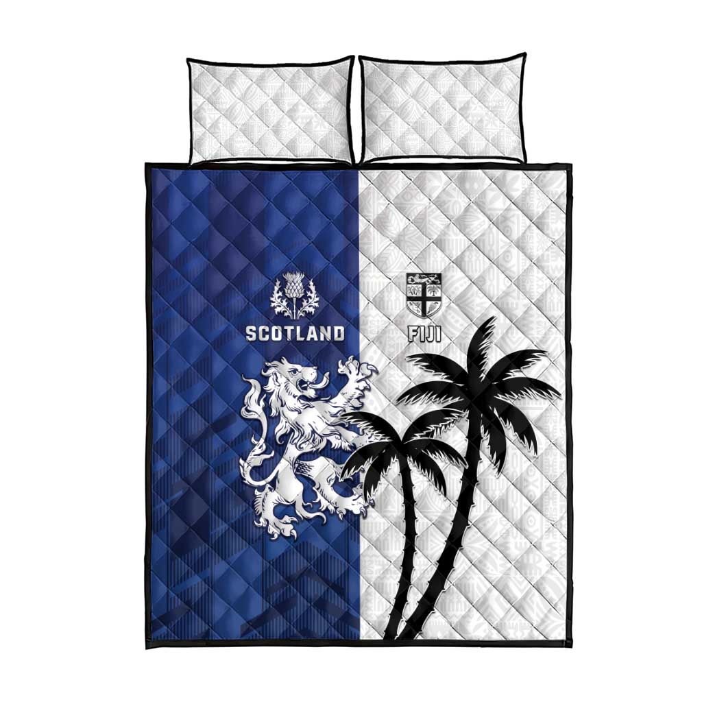 Fiji And Scotland Rugby Quilt Bed Set Fijian Palm Tree With Thistle Together