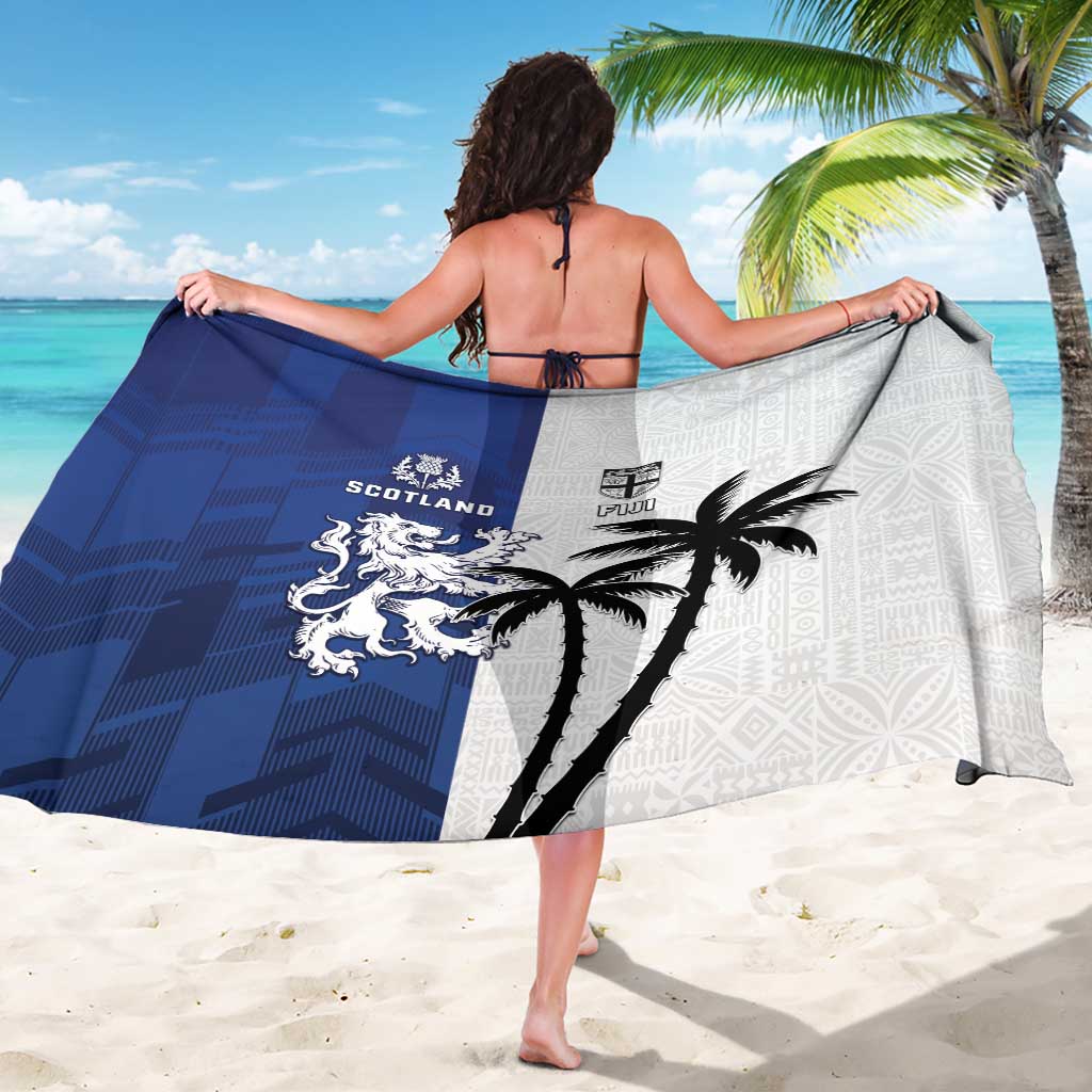 Fiji And Scotland Rugby Sarong Fijian Palm Tree With Thistle Together