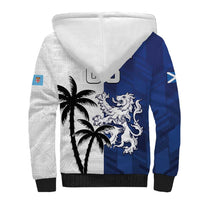 Fiji And Scotland Rugby Custom Sherpa Hoodie Fijian Palm Tree With Thistle Together