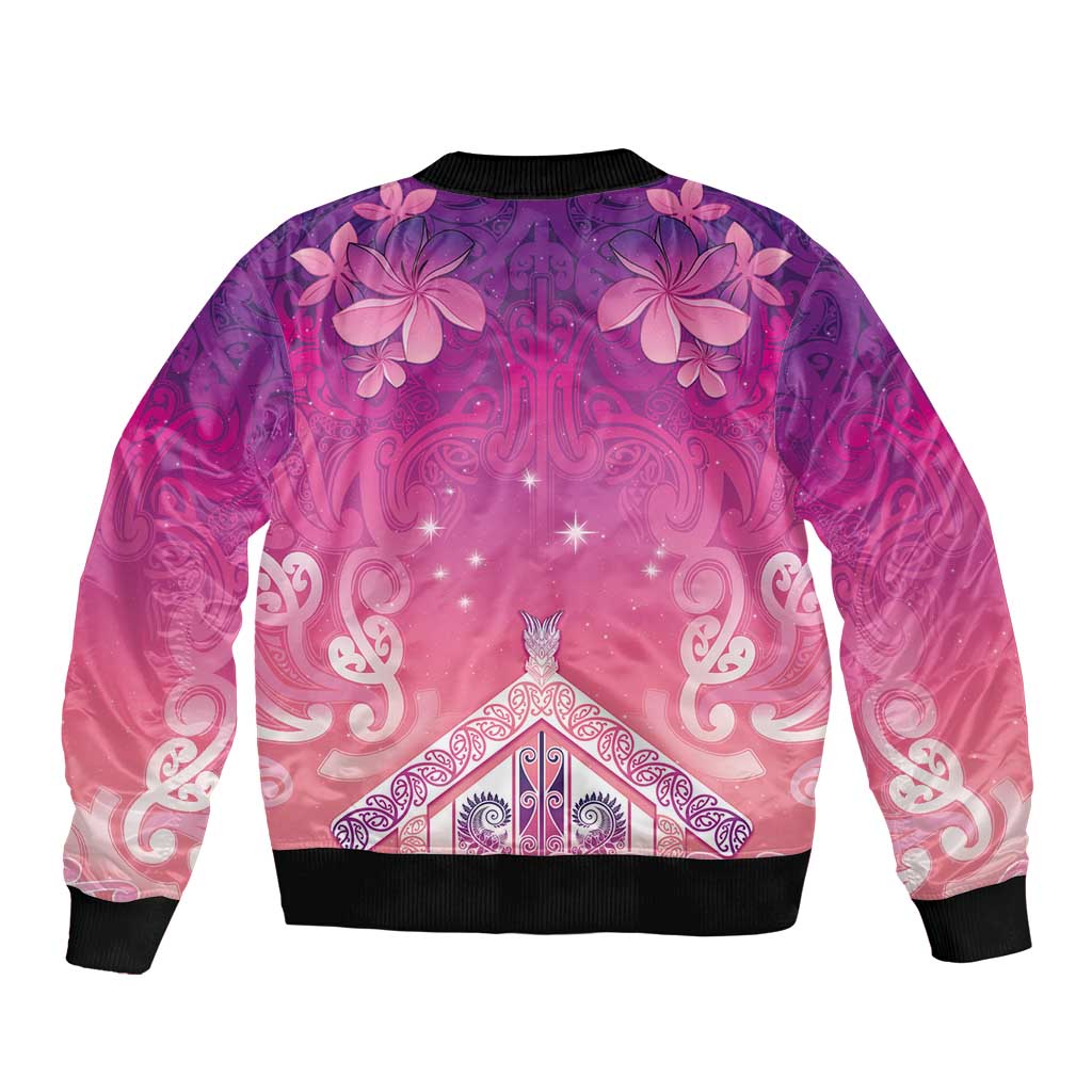 New Zealand Matariki Bomber Jacket Maori Marae Purple Galaxy