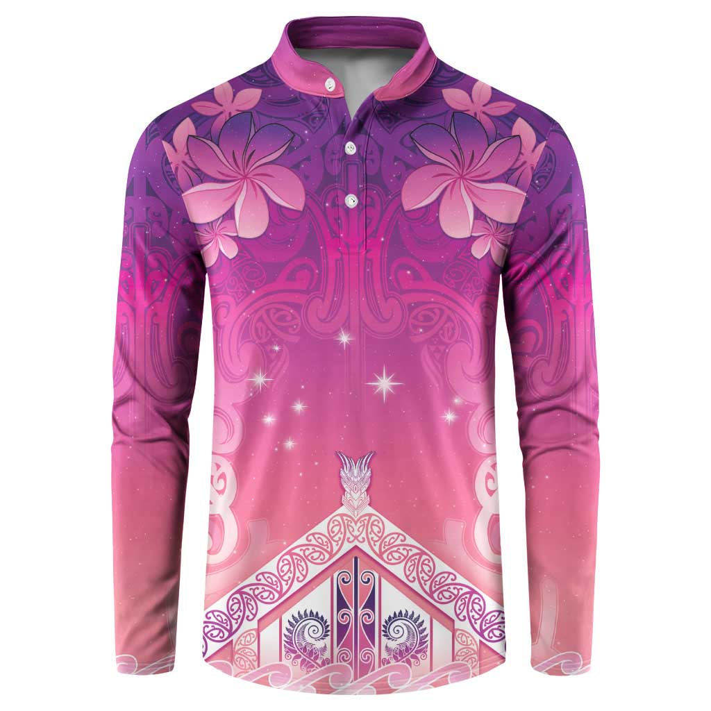 New Zealand Matariki Button Sweatshirt Maori Marae Purple Galaxy