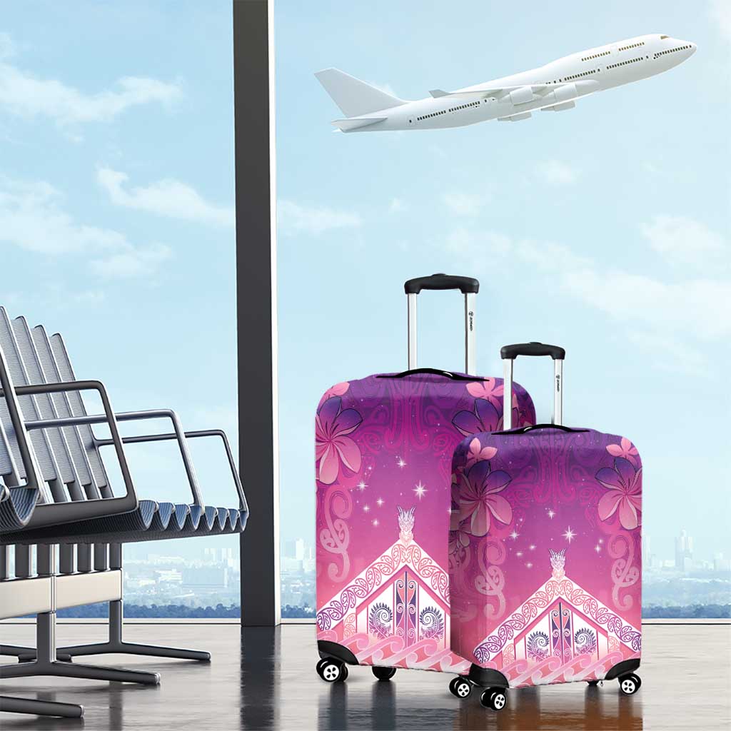 New Zealand Matariki Luggage Cover Maori Marae Purple Galaxy