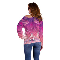 New Zealand Matariki Off Shoulder Sweater Maori Marae Purple Galaxy