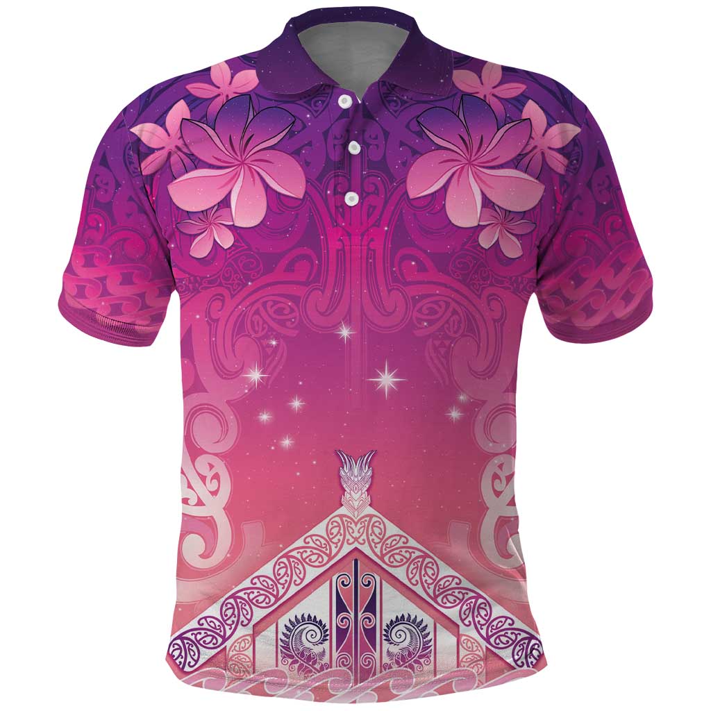 New Zealand Matariki Polo Shirt Maori Marae Purple Galaxy
