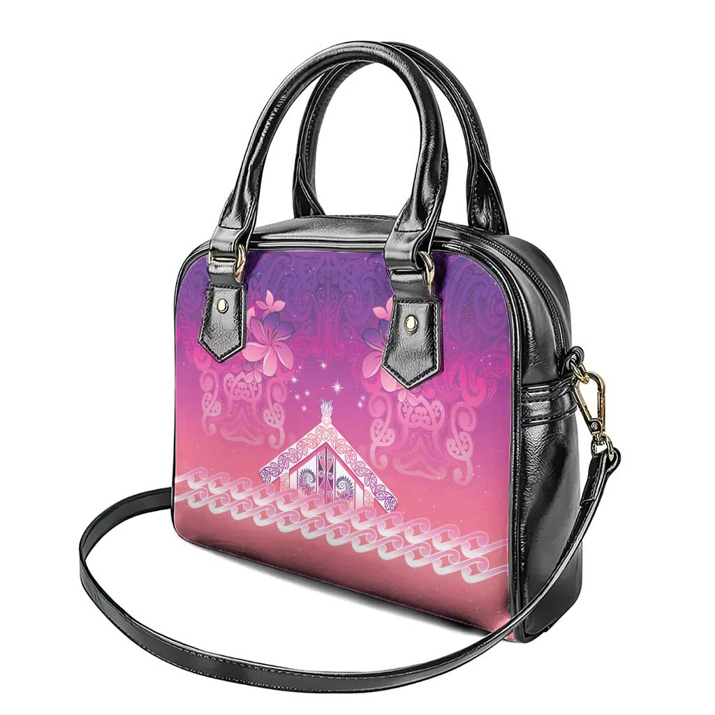 New Zealand Matariki Shoulder Handbag Maori Marae Purple Galaxy