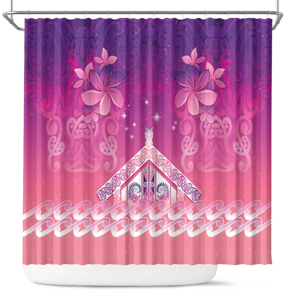 New Zealand Matariki Shower Curtain Maori Marae Purple Galaxy