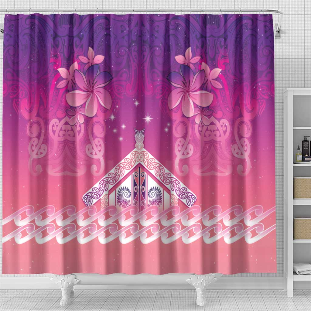 New Zealand Matariki Shower Curtain Maori Marae Purple Galaxy