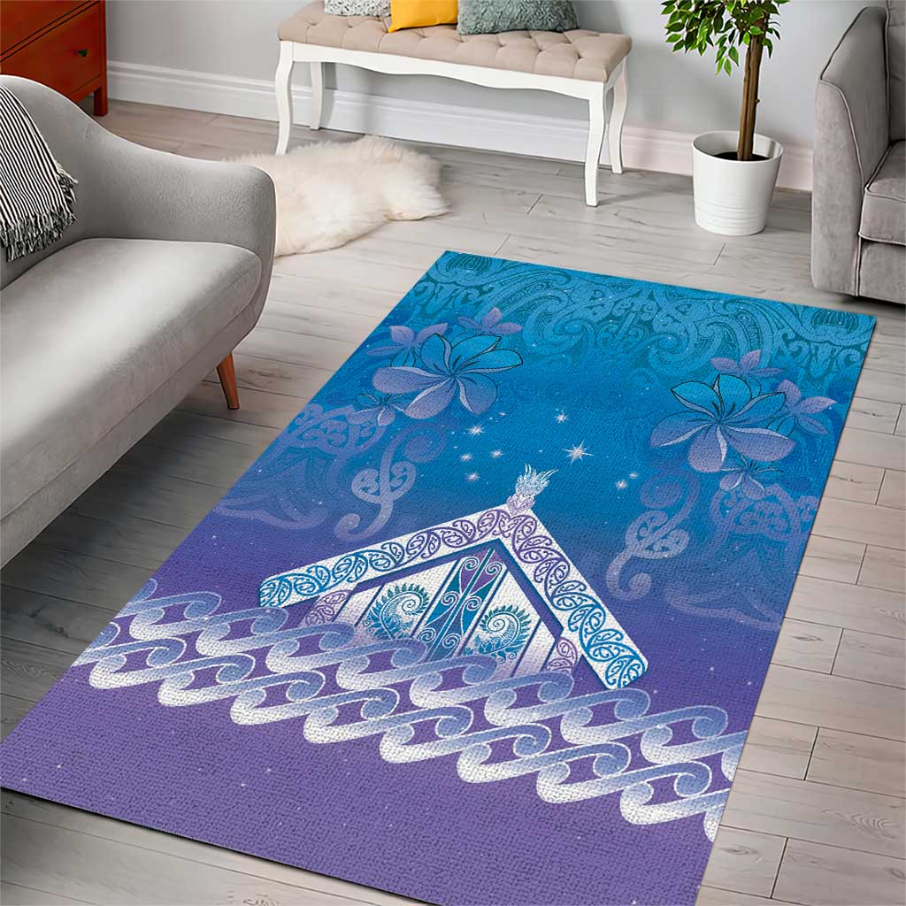 New Zealand Matariki Area Rug Maori Marae Cyan Galaxy