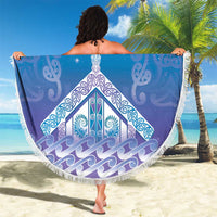 New Zealand Matariki Beach Blanket Maori Marae Cyan Galaxy