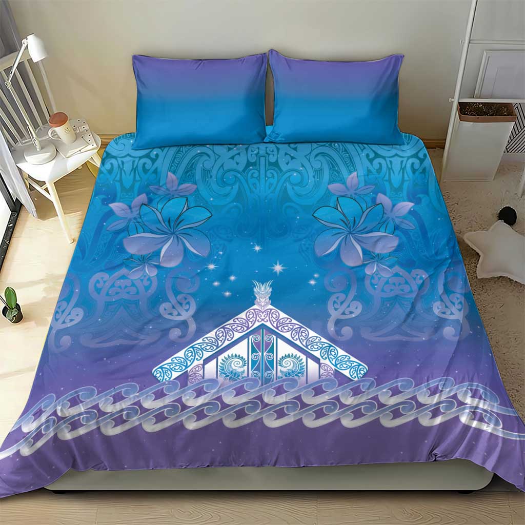 New Zealand Matariki Bedding Set Maori Marae Cyan Galaxy
