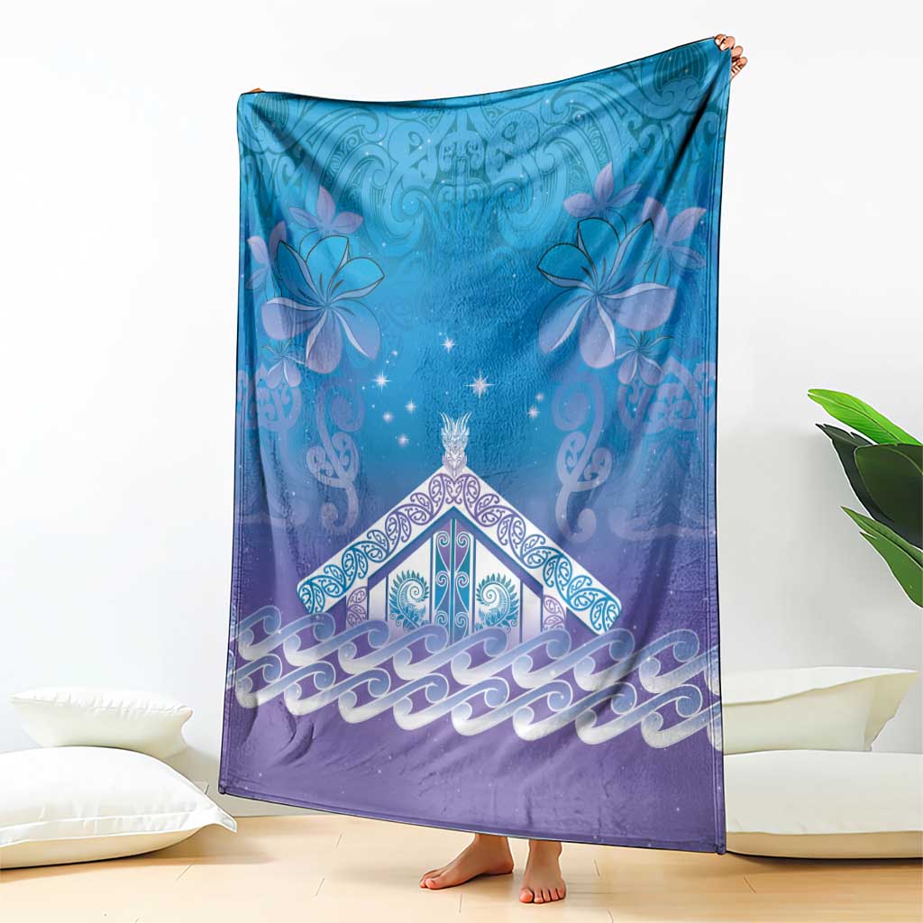 New Zealand Matariki Blanket Maori Marae Cyan Galaxy