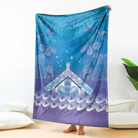New Zealand Matariki Blanket Maori Marae Cyan Galaxy