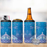 New Zealand Matariki 4 in 1 Can Cooler Tumbler Maori Marae Cyan Galaxy