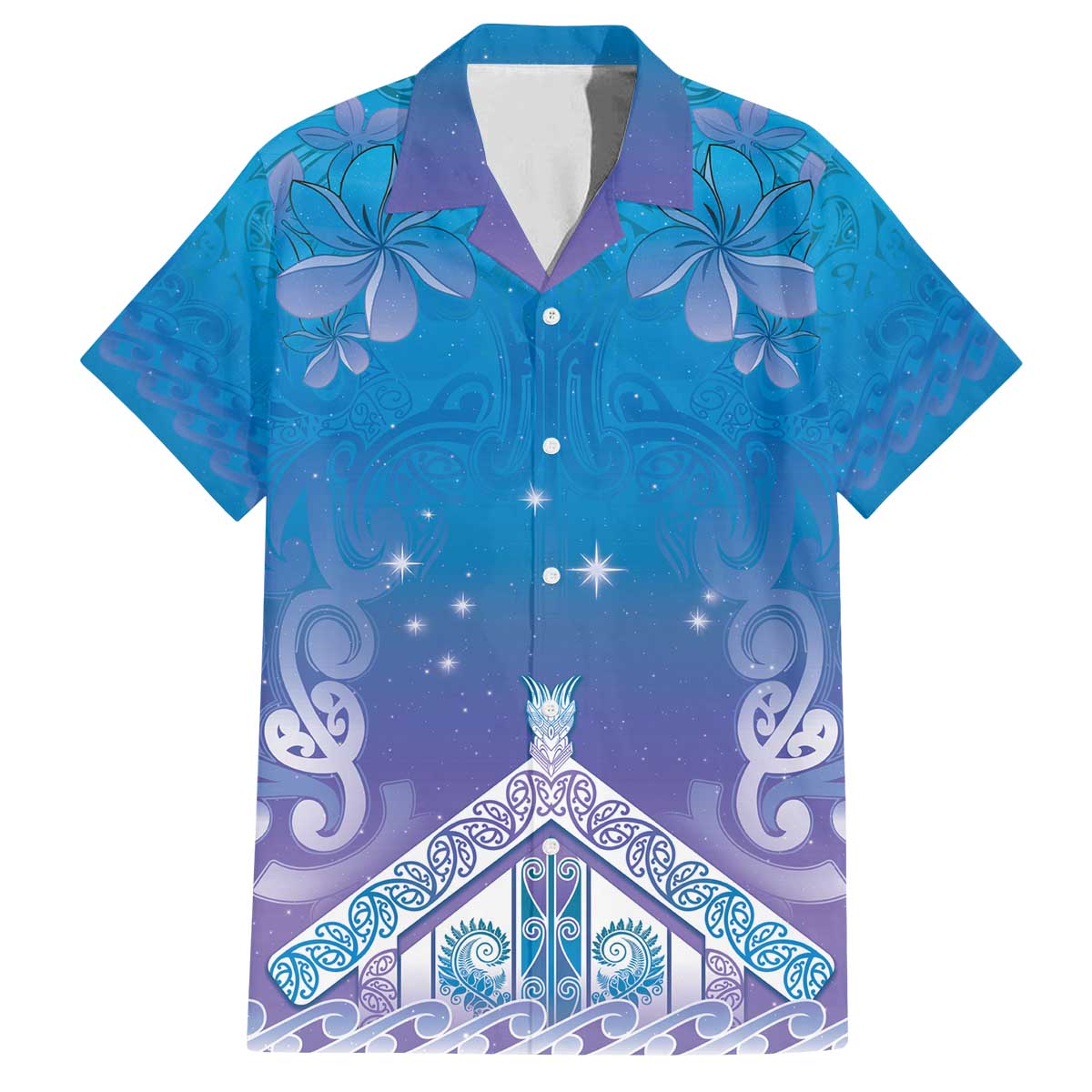 New Zealand Matariki Family Matching Off The Shoulder Long Sleeve Dress and Hawaiian Shirt Maori Marae Cyan Galaxy