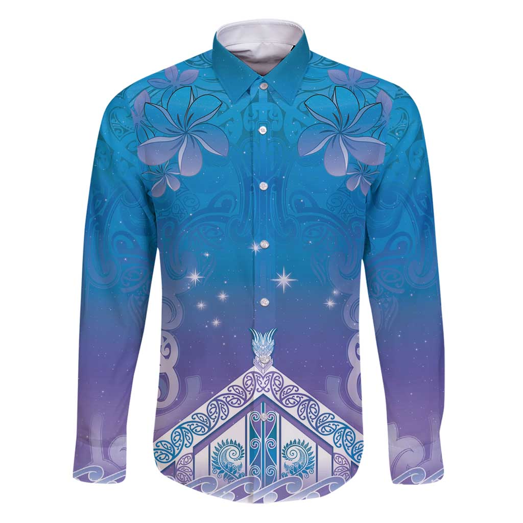 New Zealand Matariki Family Matching Puletasi and Hawaiian Shirt Maori Marae Cyan Galaxy