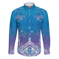 New Zealand Matariki Family Matching Puletasi and Hawaiian Shirt Maori Marae Cyan Galaxy