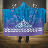 New Zealand Matariki Hooded Blanket Maori Marae Cyan Galaxy
