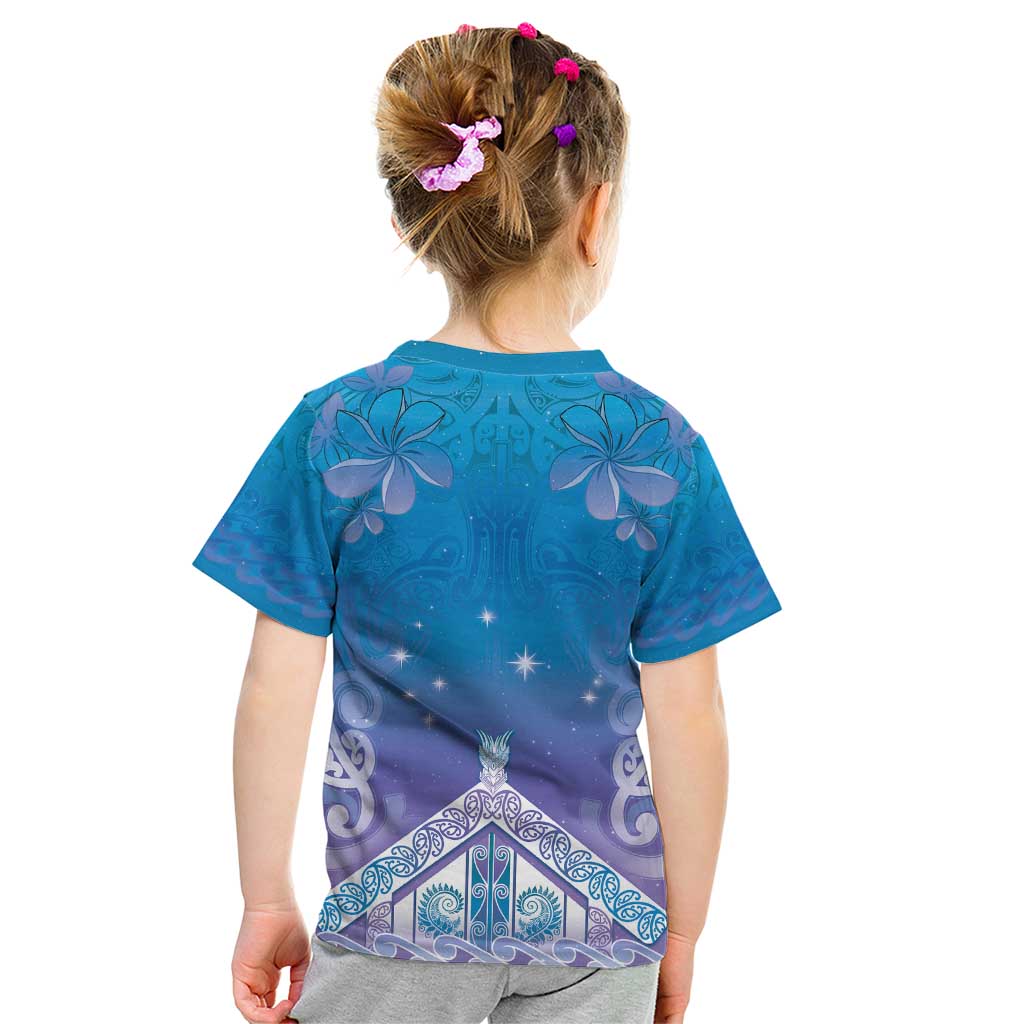 New Zealand Matariki Kid T Shirt Maori Marae Cyan Galaxy