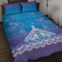 New Zealand Matariki Quilt Bed Set Maori Marae Cyan Galaxy